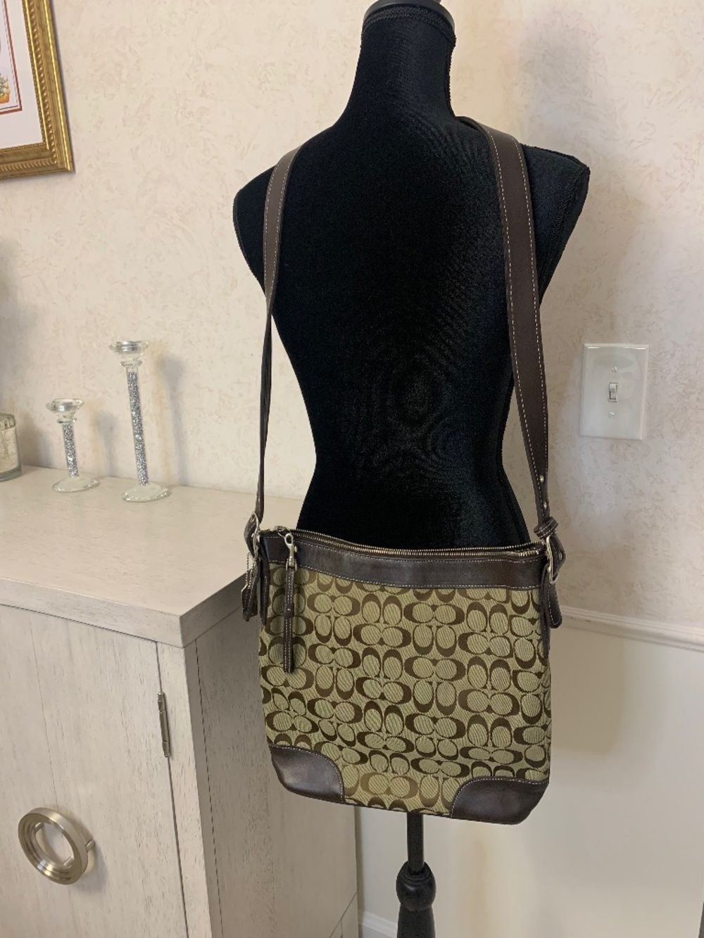 Coach Chocolate Brown and Tan Crossbody Bag